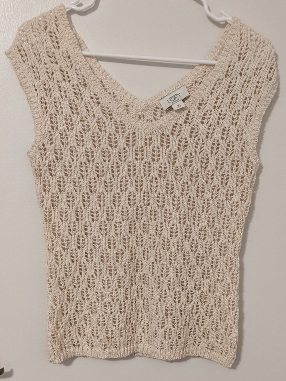 Ann Taylor Loft Petites Small Crochet Cotton Top Boho Chic Layering Feminine